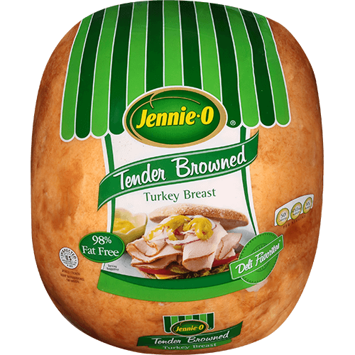 JENNIE-O® Tender Browned Turkey Breast, 98% Fat Free in a package.