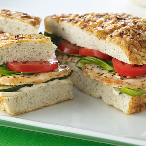 Basil Turkey and Vegetables on Focaccia