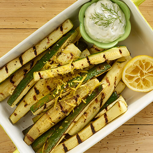 Grilled Zucchini with Garlic Dip