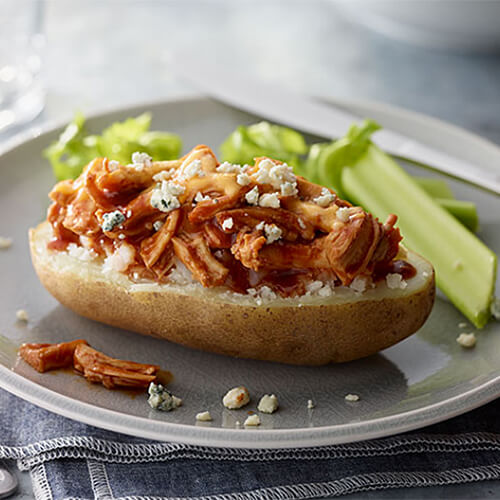 Pressure Cooker Buffalo Turkey Stuffed Potatoes