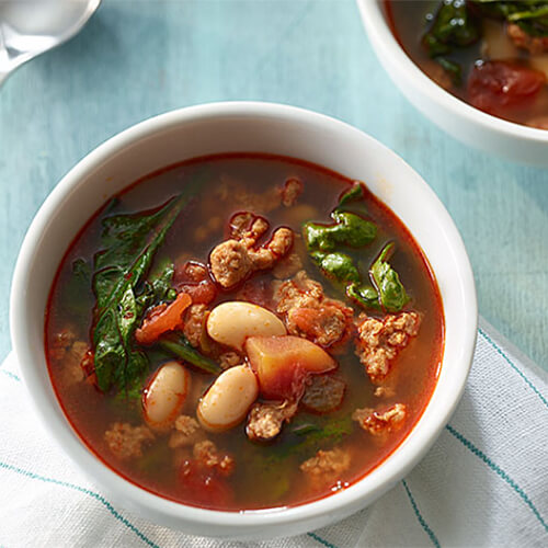 Turkey, Bean & Spinach Salsa Soup