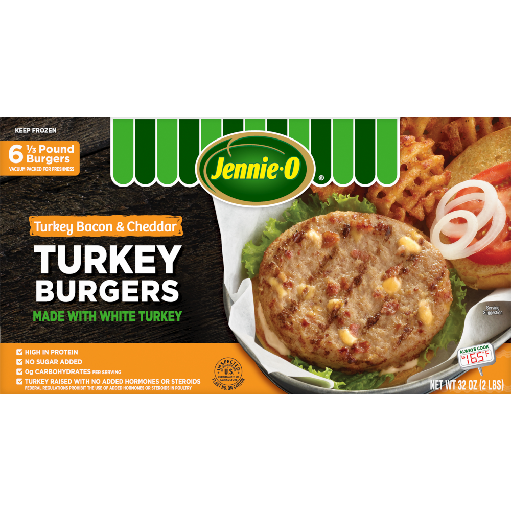 JENNIE-O® Turkey Bacon & Cheddar Turkey Burgers