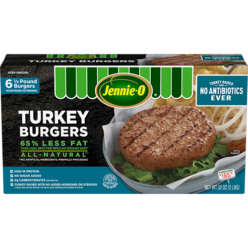 JENNIE-O® 1/3 LB Turkey Burgers – Raised With No Antibiotics Ever