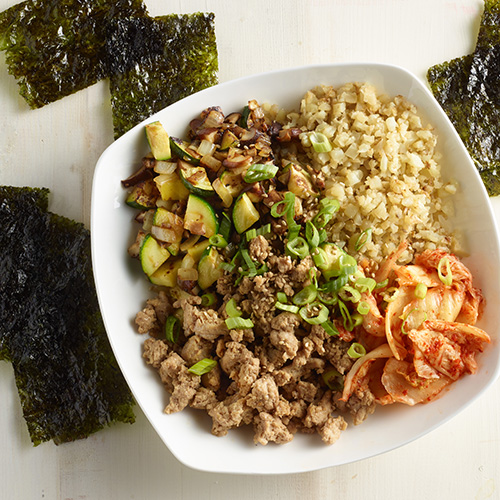 Cauliflower Rice Bowl Ground Turkey and Vegetables