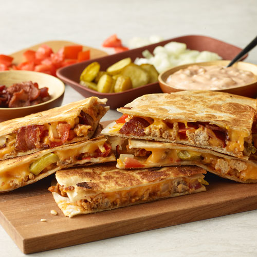 Turkey Cheeseburger Quesadillas